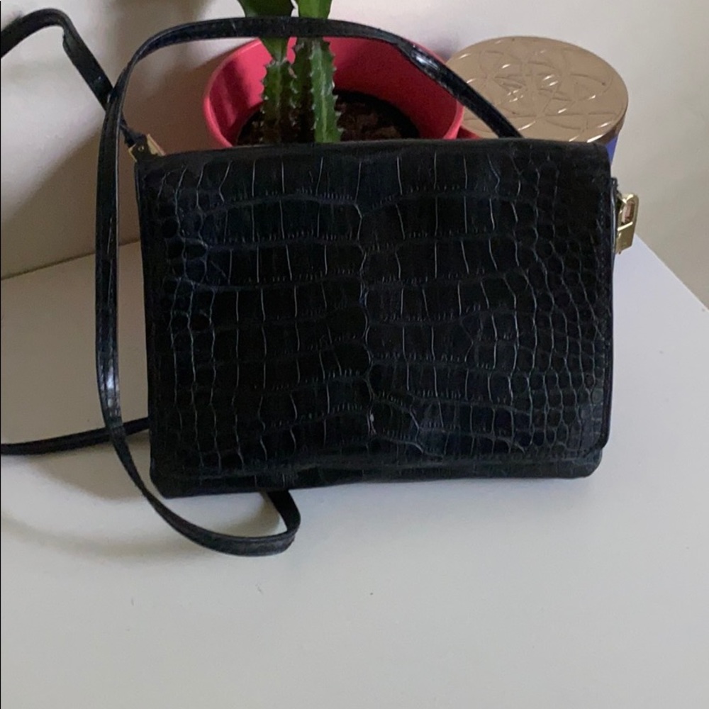 Black snake print mini crossbody purse